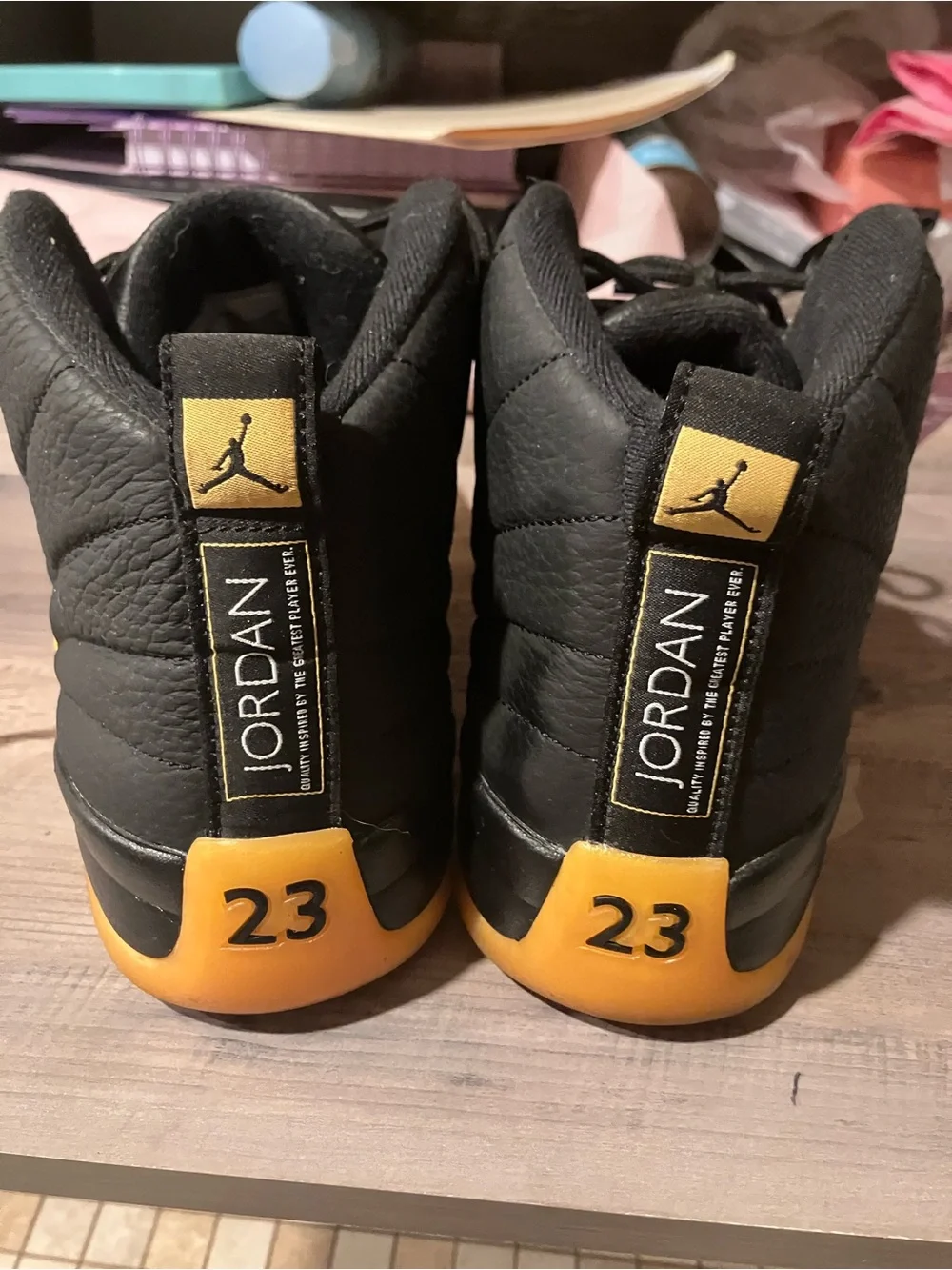 Jordan Air Jordan 12 Retro Black and University Gold Men’s Sneakers-size 10